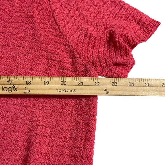 Alfred Dunner Open Cardigan Womens Size 1X Pink Open Sweater Short Sleeve Knit - Picture 9 of 9